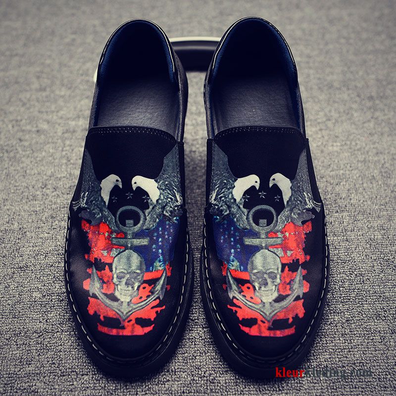 Heren Mocassins Brits Schoenen Loafers Slip On Zomer Ademende Mannen Trend Zwart