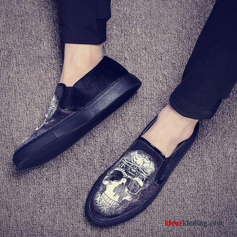 Heren Mocassins Brits Schoenen Loafers Slip On Zomer Ademende Mannen Trend Zwart