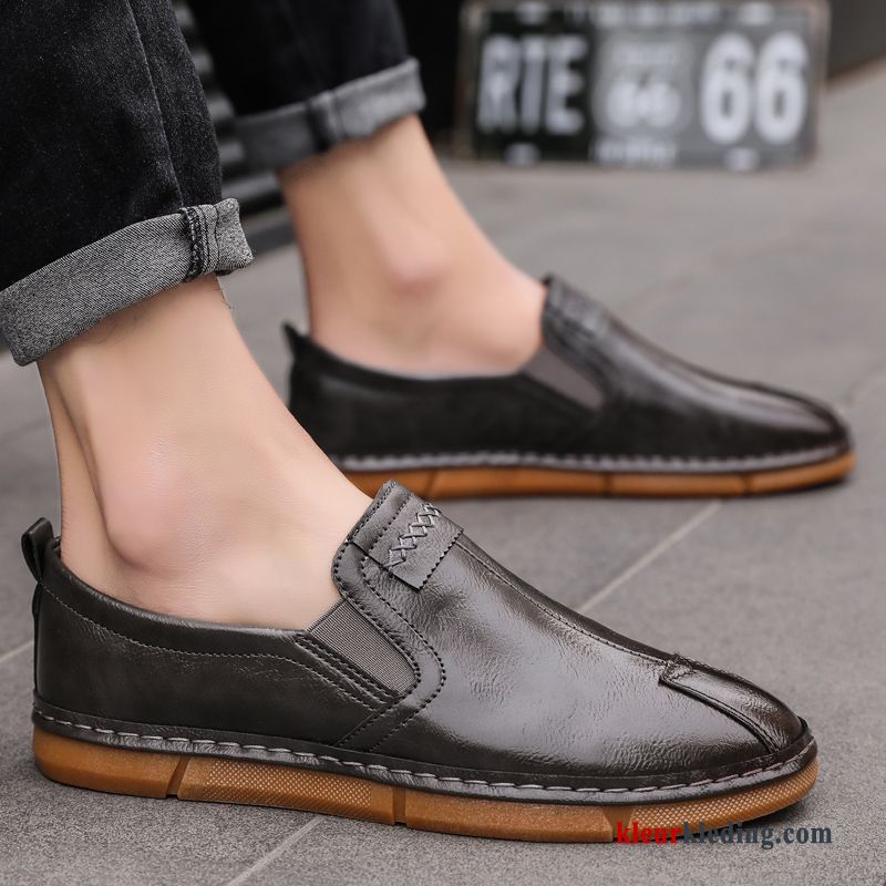 Heren Mocassins Bruin Alle Wedstrijden Mannen Leren Schoenen Casual Slip On Trend Zomer