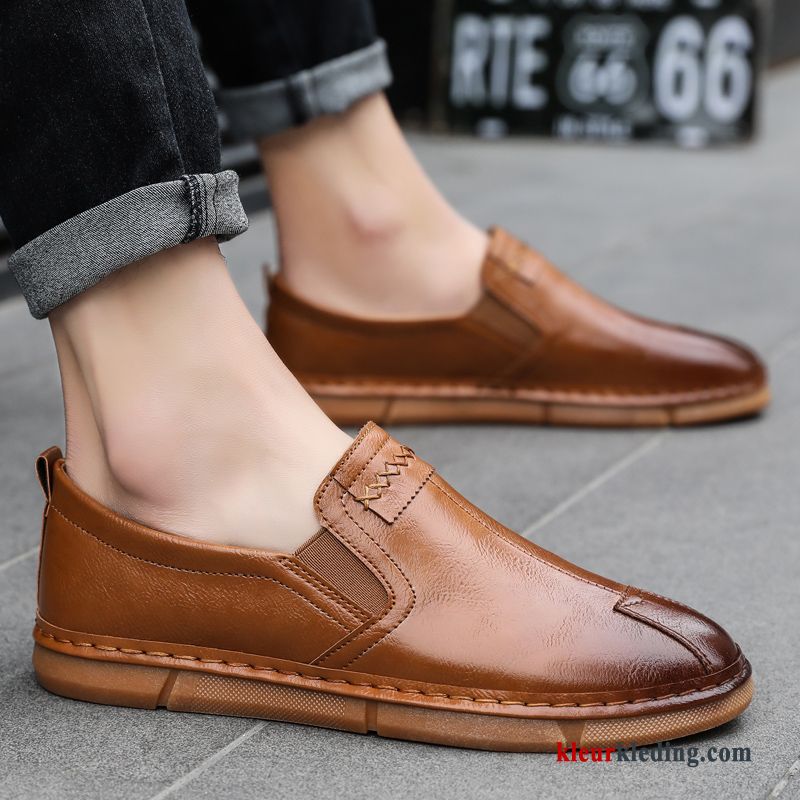 Heren Mocassins Bruin Alle Wedstrijden Mannen Leren Schoenen Casual Slip On Trend Zomer