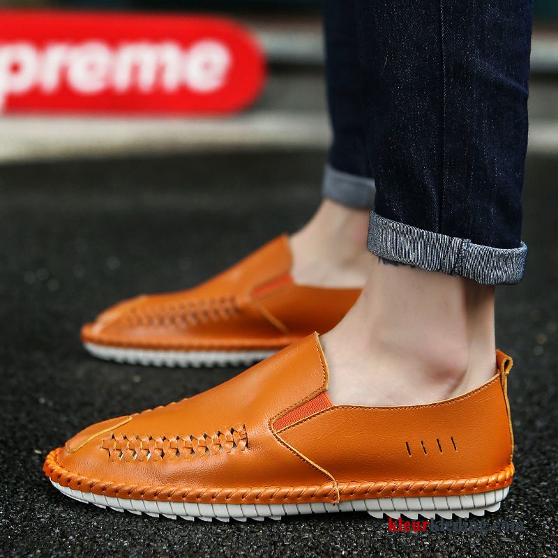 Heren Mocassins Kant Casual Mannen Ademende Bootschoenen Tiener Trend Student Geel Wit Bruine