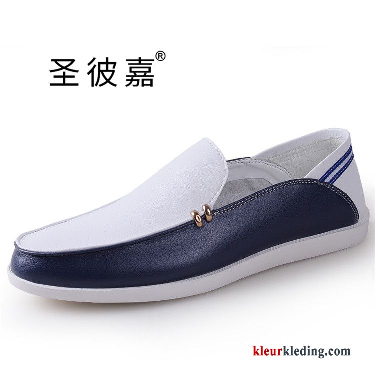 Heren Mocassins Leer Casual Skateboard Schoenen Bedrijf Slip On Chauffeurs Schoenen Kleur Mannen Wit