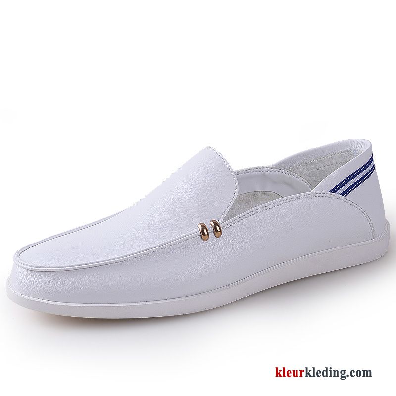 Heren Mocassins Leer Casual Skateboard Schoenen Bedrijf Slip On Chauffeurs Schoenen Kleur Mannen Wit