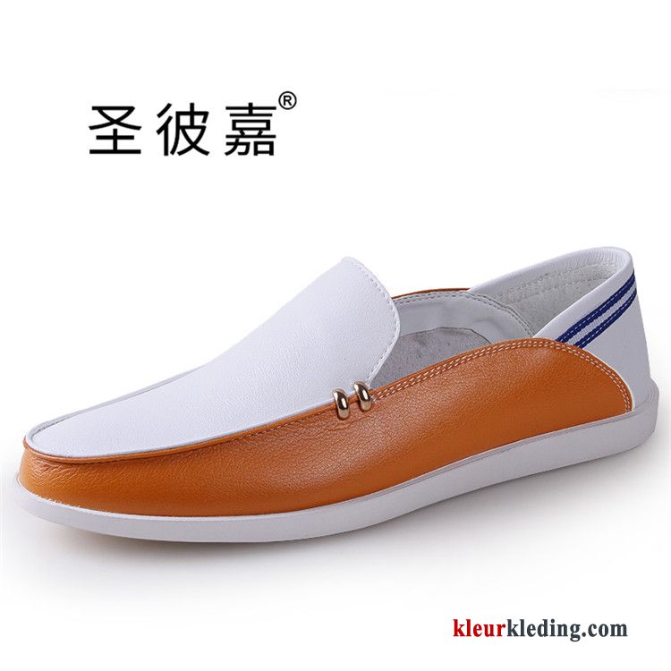 Heren Mocassins Leer Casual Skateboard Schoenen Bedrijf Slip On Chauffeurs Schoenen Kleur Mannen Wit