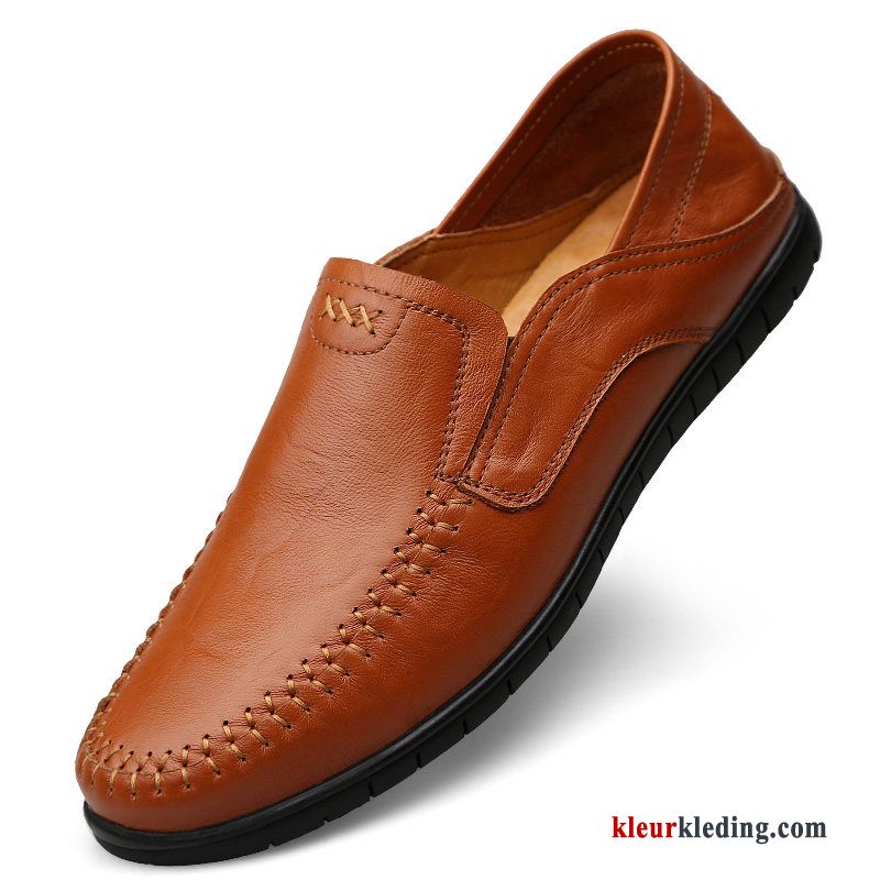 Heren Mocassins Leer Mannen Schoenen Slip On Leren Schoenen Bootschoenen Echt Leer Voorjaar Zwart