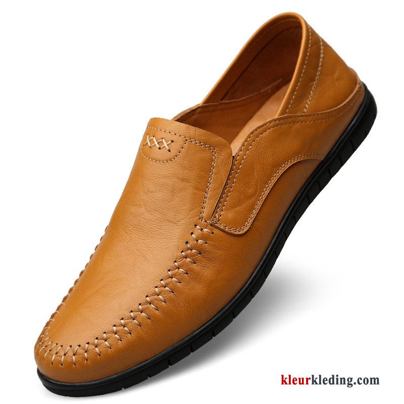 Heren Mocassins Leer Mannen Schoenen Slip On Leren Schoenen Bootschoenen Echt Leer Voorjaar Zwart