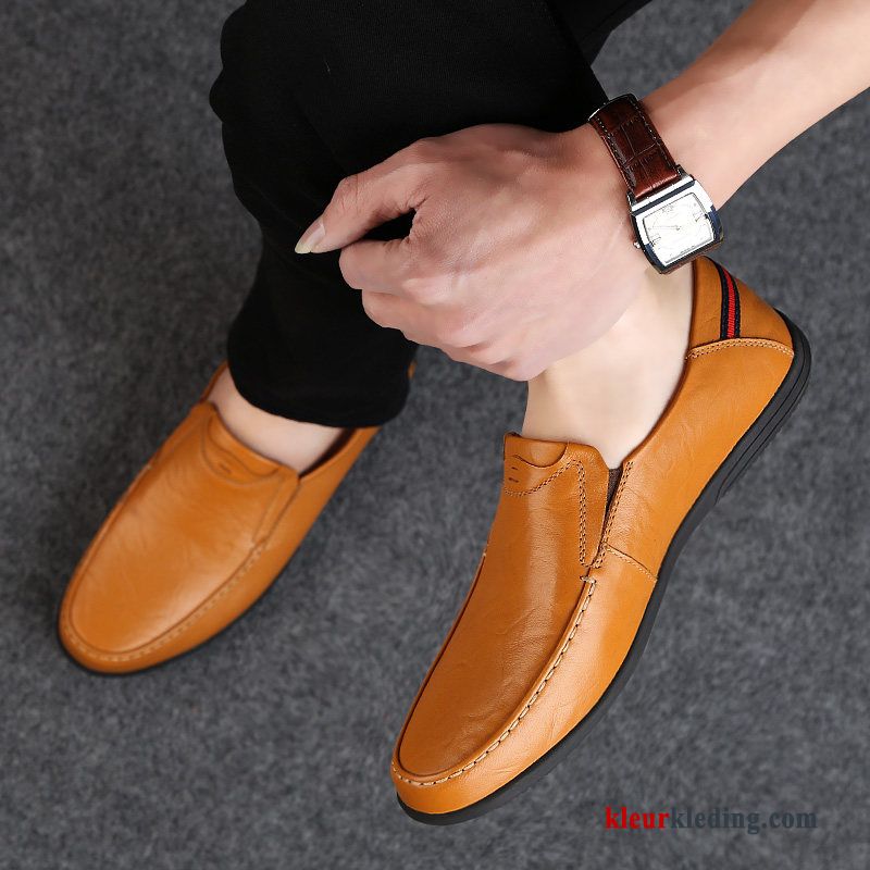 Heren Mocassins Leer Mannen Schoenen Slip On Leren Schoenen Bootschoenen Echt Leer Voorjaar Zwart