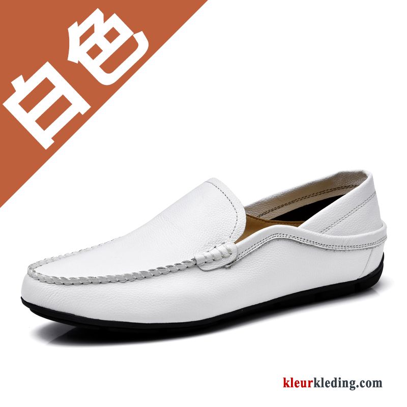 Heren Mocassins Leren Schoenen Casual Mannen Echt Leer Loafers Herfst Mocassin Bootschoenen Wit