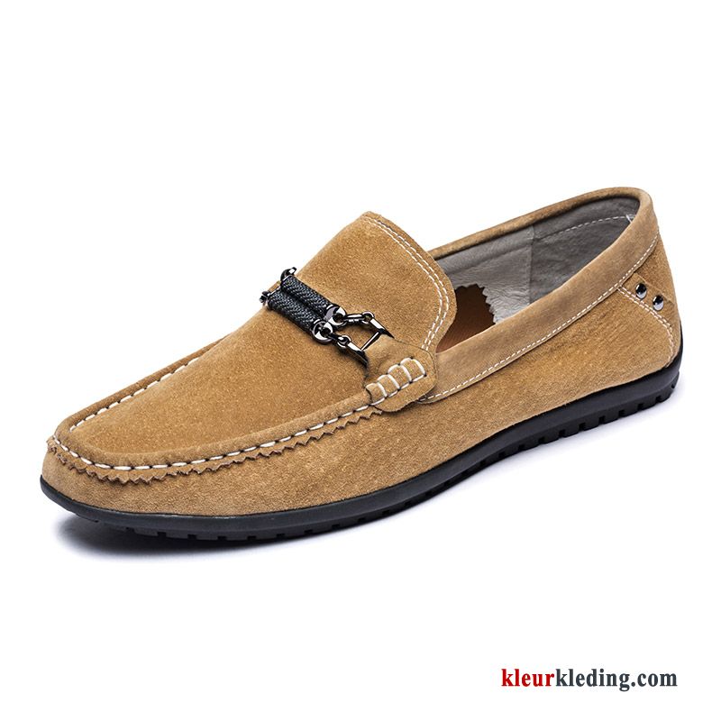 Heren Mocassins Leren Schoenen Loafers 2018 Herfst Echte Mannen Schrobben Echt Leer Rood Grijs