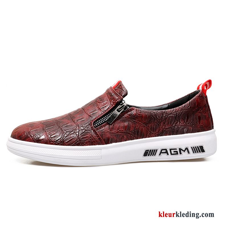 Heren Mocassins Leren Schoenen Slip On Chauffeurs Schoenen Krokodil Loafers Bedrijf Skateboard Schoenen Mannen Rood