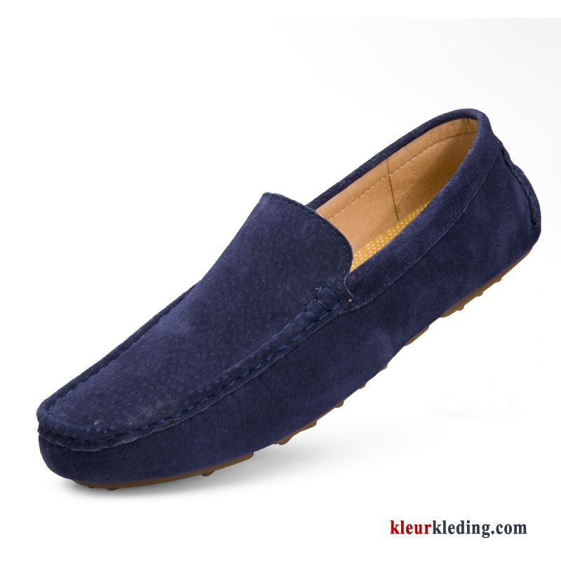 Heren Mocassins Mocassin Bootschoenen Casual Slip On Plat Brits Echt Leer Herfst Kaki