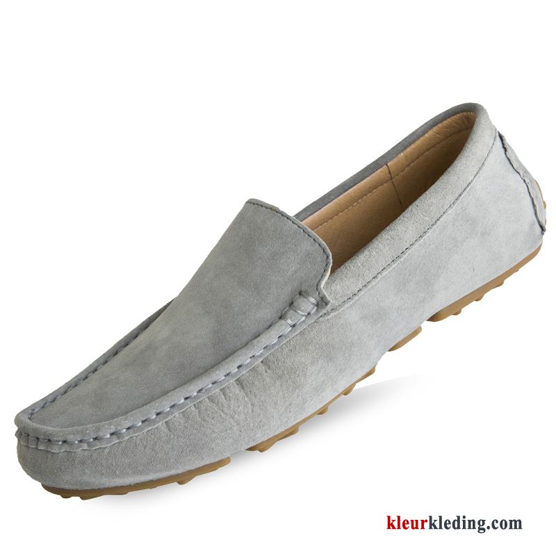 Heren Mocassins Mocassin Bootschoenen Casual Slip On Plat Brits Echt Leer Herfst Kaki