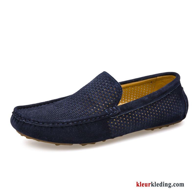 Heren Mocassins Mocassin Bootschoenen Casual Slip On Plat Brits Echt Leer Herfst Kaki