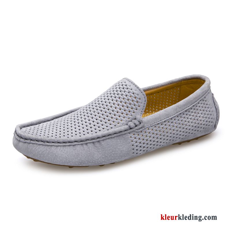 Heren Mocassins Mocassin Bootschoenen Casual Slip On Plat Brits Echt Leer Herfst Kaki