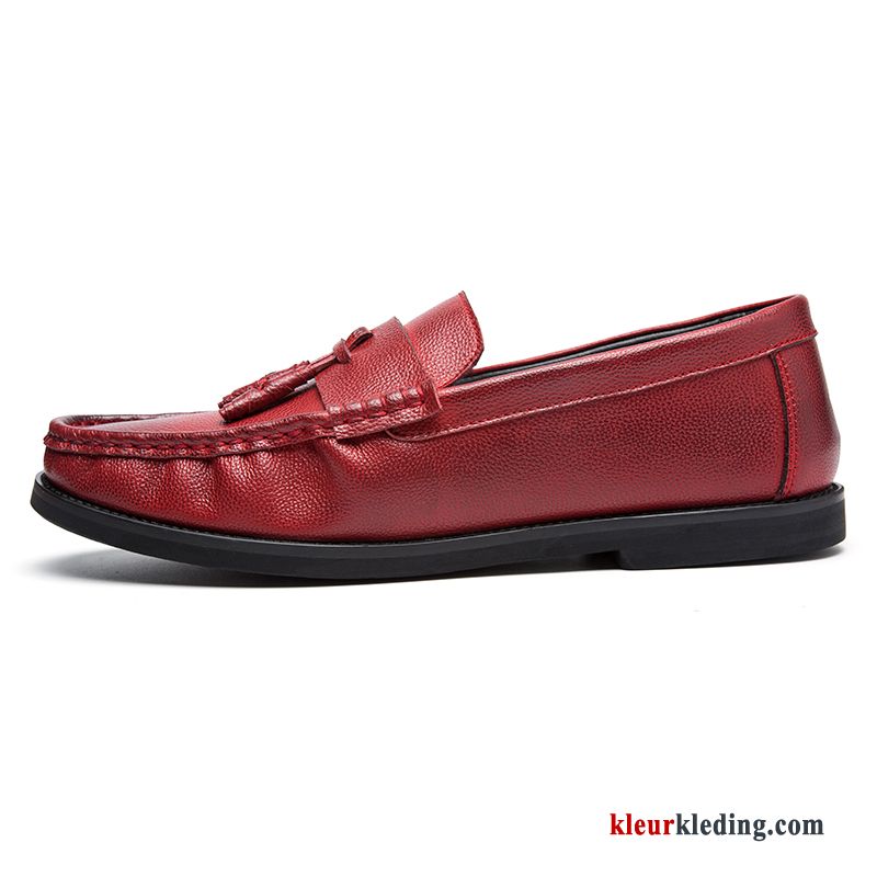 Heren Mocassins Pumps Schoenen Casual Chauffeurs Schoenen Mannen Bootschoenen Loafers Kwastjes Rood