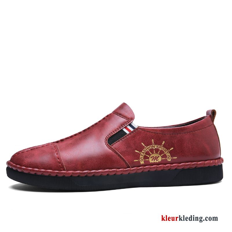 Heren Mocassins Schoenen Echt Leer Chauffeurs Schoenen Leren Schoenen Slip On Pumps Loafers Bedrijf Rood