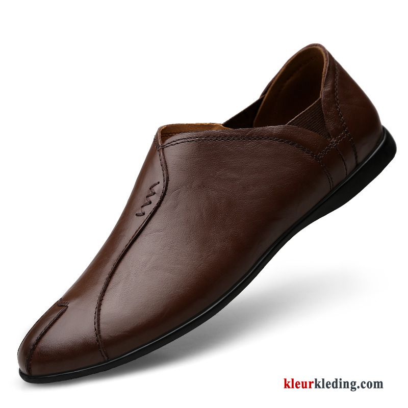 Heren Mocassins Schoenen Slip On Echt Leer Zomer Bruin Bootschoenen Mannen Brits Rood