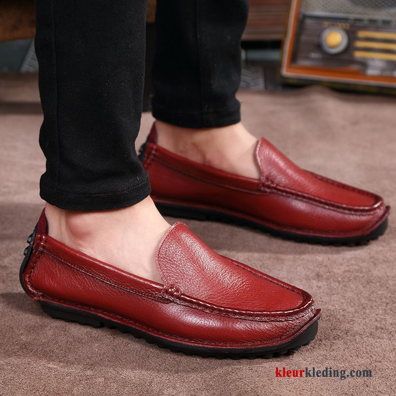 Heren Mocassins Slip On Bedrijf Casual Zachte Zolen Mocassin Mannen Bootschoenen Leren Schoenen Rood