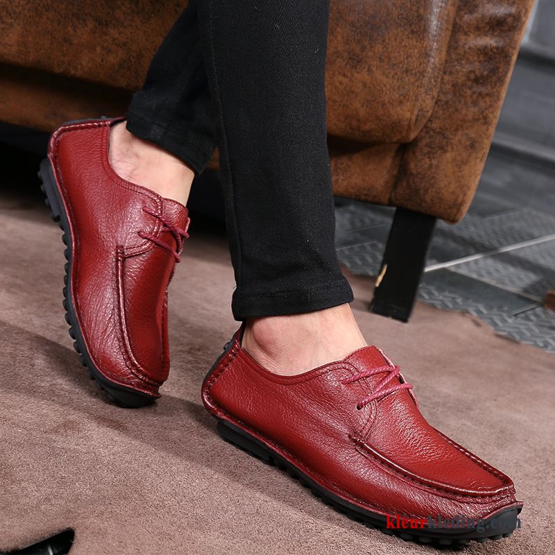 Heren Mocassins Slip On Bedrijf Casual Zachte Zolen Mocassin Mannen Bootschoenen Leren Schoenen Rood