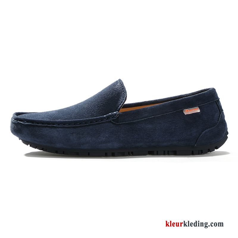 Heren Mocassins Slip On Echt Leer Leren Schoenen Casual Jeugd Mannen Pumps Loafers Blauw