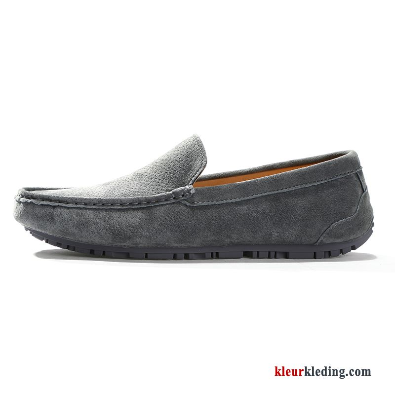 Heren Mocassins Slip On Echt Leer Leren Schoenen Casual Jeugd Mannen Pumps Loafers Blauw