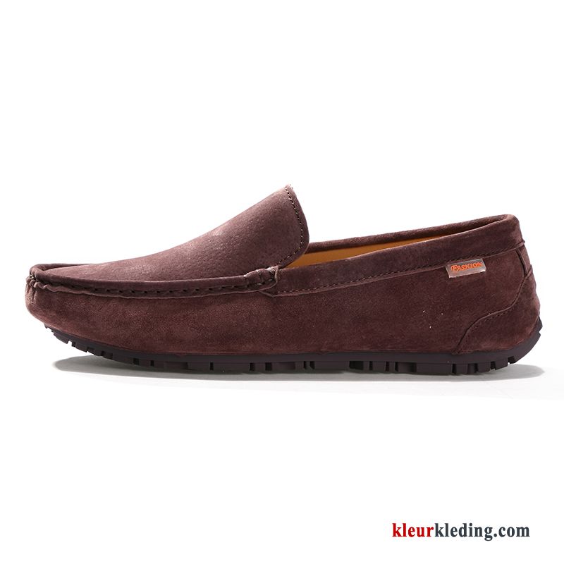 Heren Mocassins Slip On Echt Leer Leren Schoenen Casual Jeugd Mannen Pumps Loafers Blauw