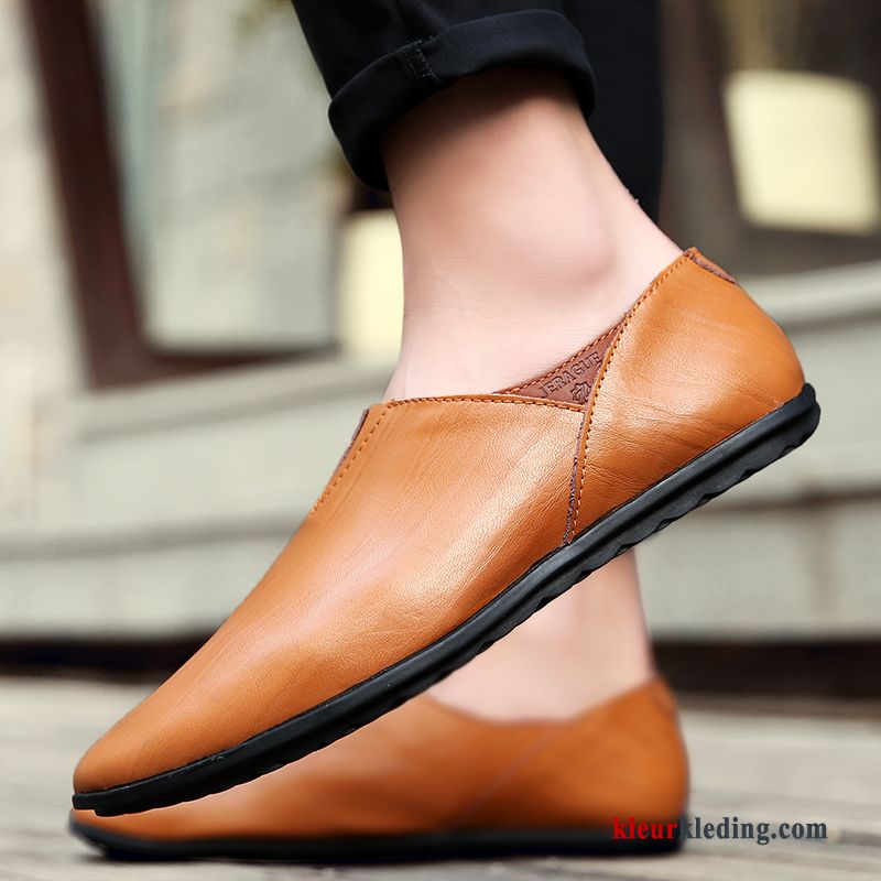 Heren Mocassins Slip On Echt Leer Mannen Schoenen Zomer Bootschoenen Leren Schoenen Loafers Bruine