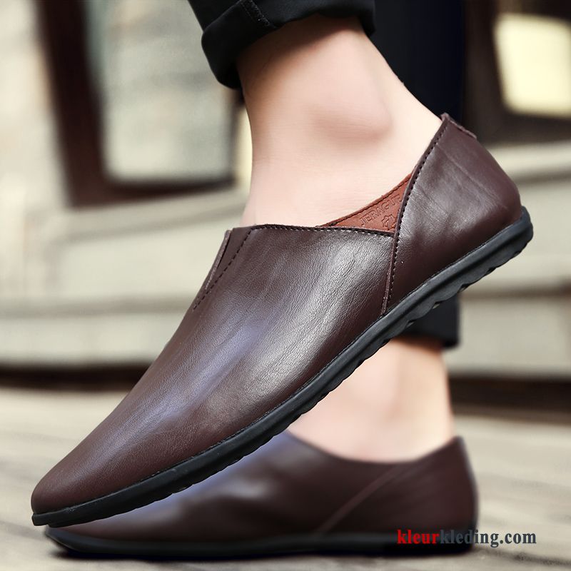 Heren Mocassins Slip On Echt Leer Mannen Schoenen Zomer Bootschoenen Leren Schoenen Loafers Bruine