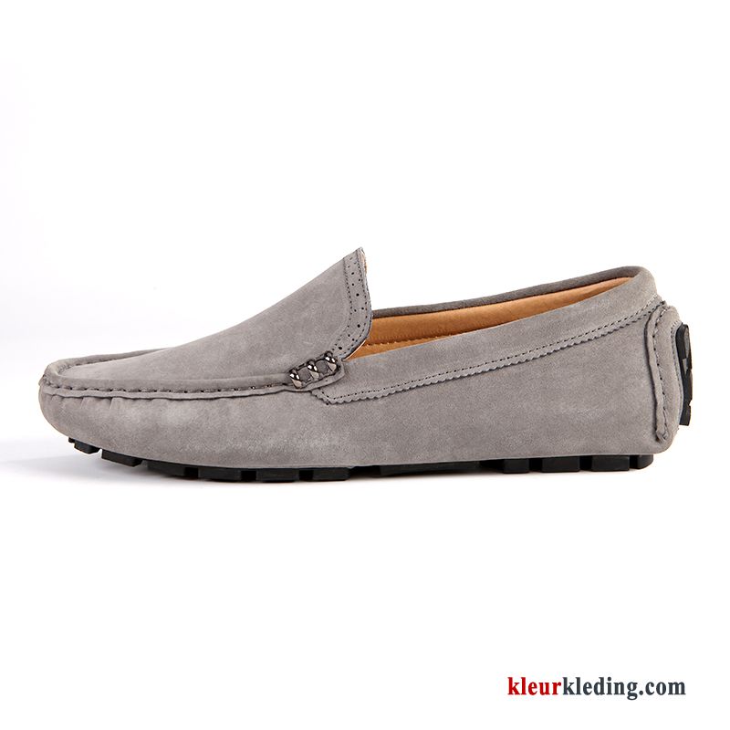 Heren Mocassins Suede Trend Mannen Loafers Leren Schoenen Slip On Chauffeurs Schoenen Echt Leer Kaki