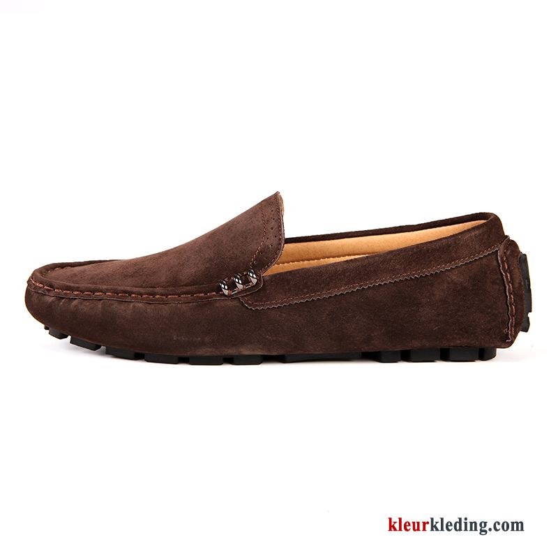 Heren Mocassins Suede Trend Mannen Loafers Leren Schoenen Slip On Chauffeurs Schoenen Echt Leer Kaki