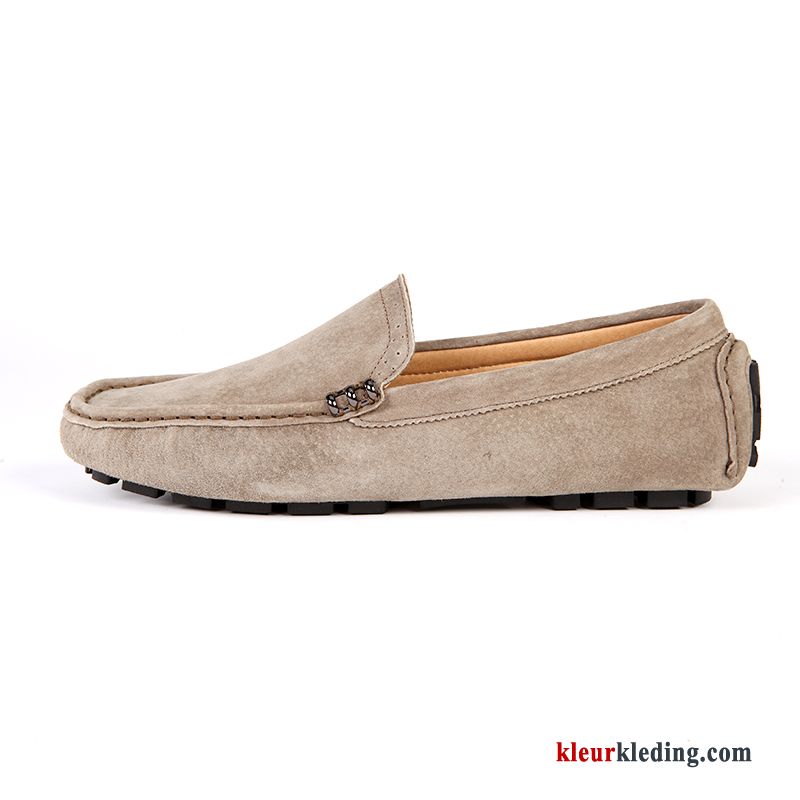 Heren Mocassins Suede Trend Mannen Loafers Leren Schoenen Slip On Chauffeurs Schoenen Echt Leer Kaki