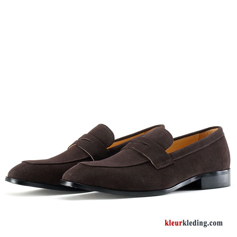 Heren Mocassins Trend Echt Leer Schoenen Casual Loafers Slip On Suede Mannen Groen