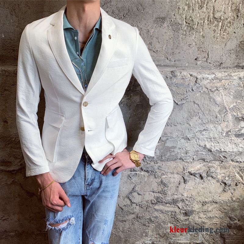 Heren Pak Brits Effen Kleur Dunne Geel Blazer Trend Zomer