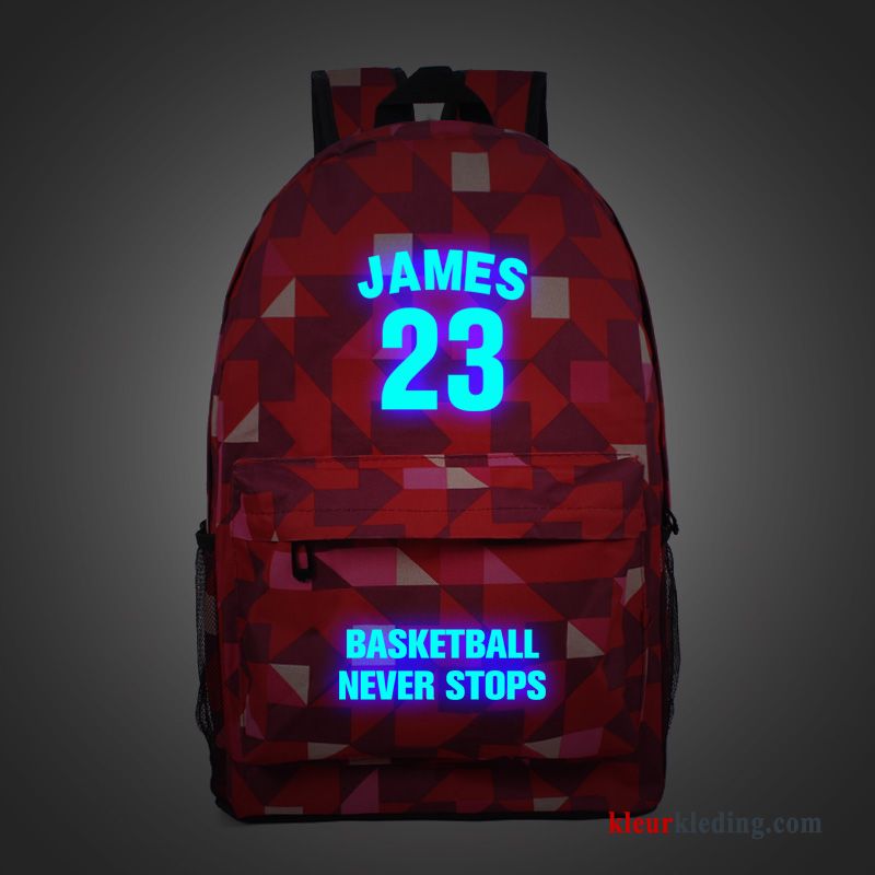 Heren Reizen Basketbal Tas Sport De Middelbare School Kleur Rugzak Zwart