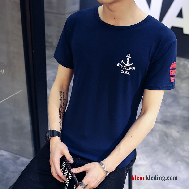 Heren Ronde Hals Onderhemd Trend Halve Mouw Zomer Slim Fit T-shirts