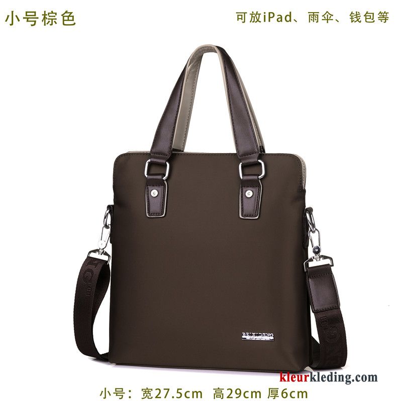 Heren Schoudertas Waterdicht Rugzak Messenger Tas Nylon Bruin Handtas Casual