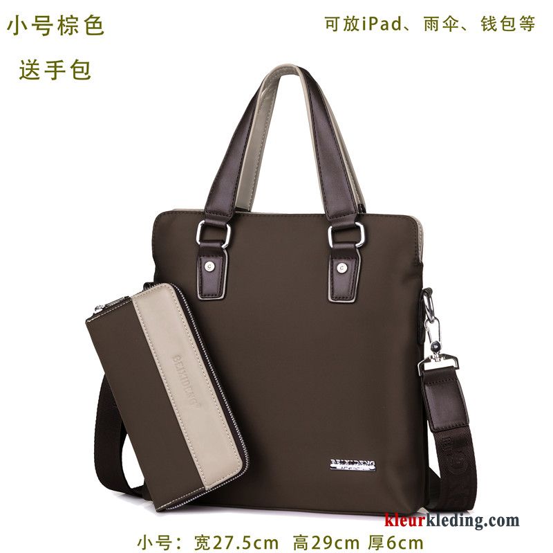 Heren Schoudertas Waterdicht Rugzak Messenger Tas Nylon Bruin Handtas Casual