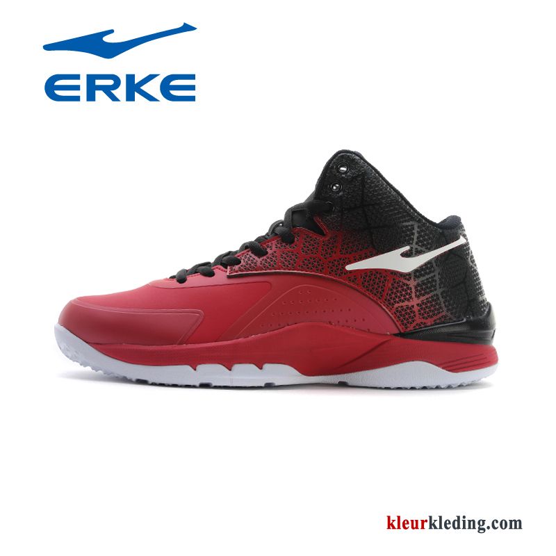 Heren Slijtvastheid Basketbal Mannen Laars Basketbalschoenen Echte Antislip Hoge Rood