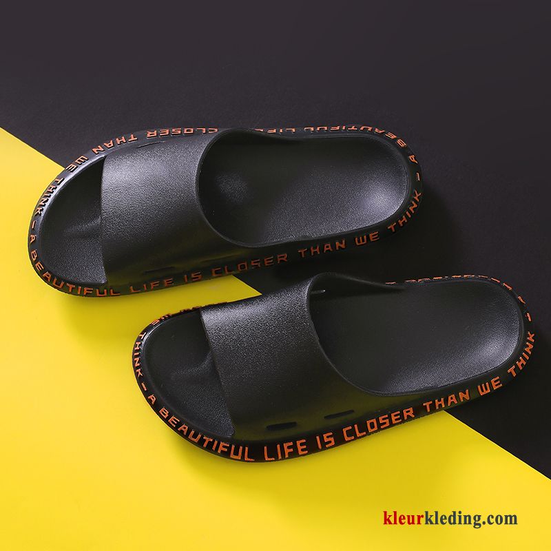 Heren Slipper Antislip Bovenkleding Persoonlijk Mode Mannen Trend Casual Pantoffels Zwart