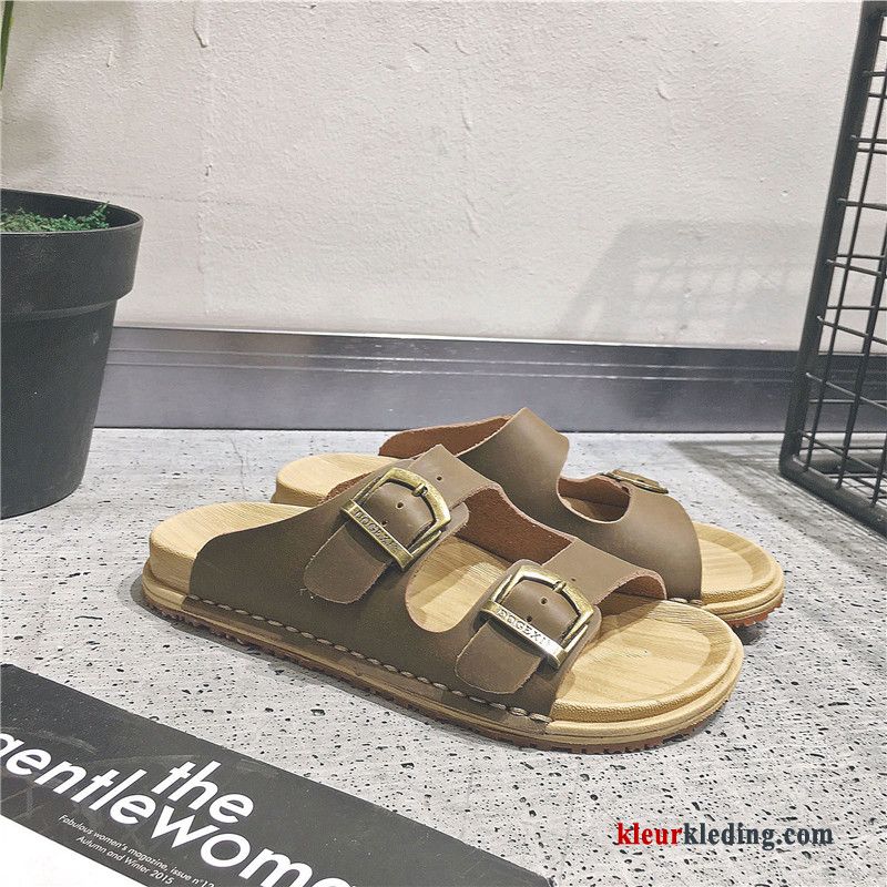 Heren Slipper Trend Lovers Pantoffels Echt Leer Strand Persoonlijk Zomer Mannen Zwart