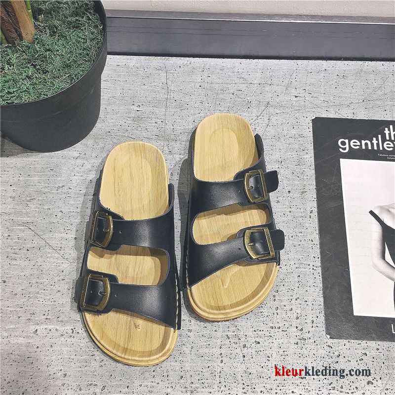 Heren Slipper Trend Lovers Pantoffels Echt Leer Strand Persoonlijk Zomer Mannen Zwart