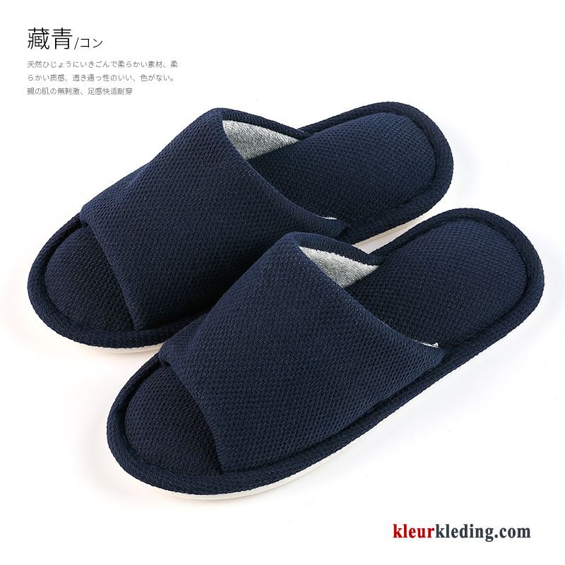 Heren Slipper Zachte Zolen Mannen Zomer Vrouw Pantoffels Voorjaar Ademende Lovers Marineblauw