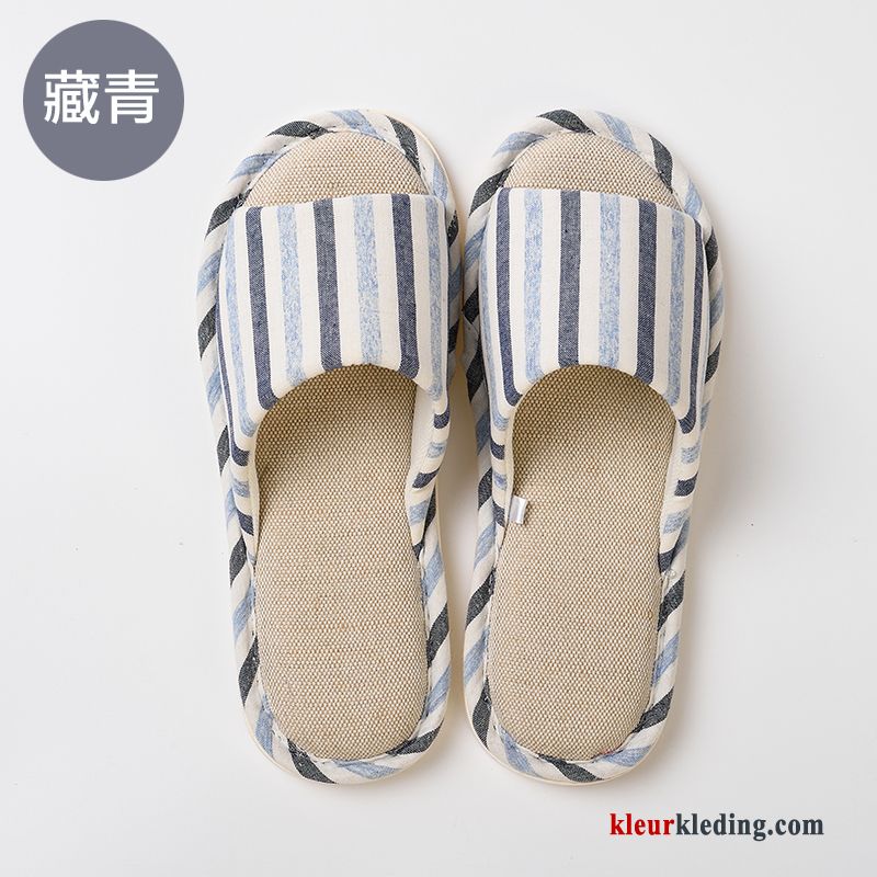 Heren Slipper Zachte Zolen Mannen Zomer Vrouw Pantoffels Voorjaar Ademende Lovers Marineblauw