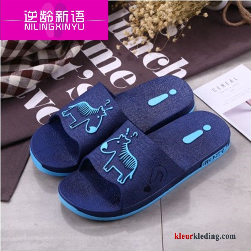 Heren Slippers Trend Schoenen Antislip Badkamer Zomer Binnen Mannen Blauw