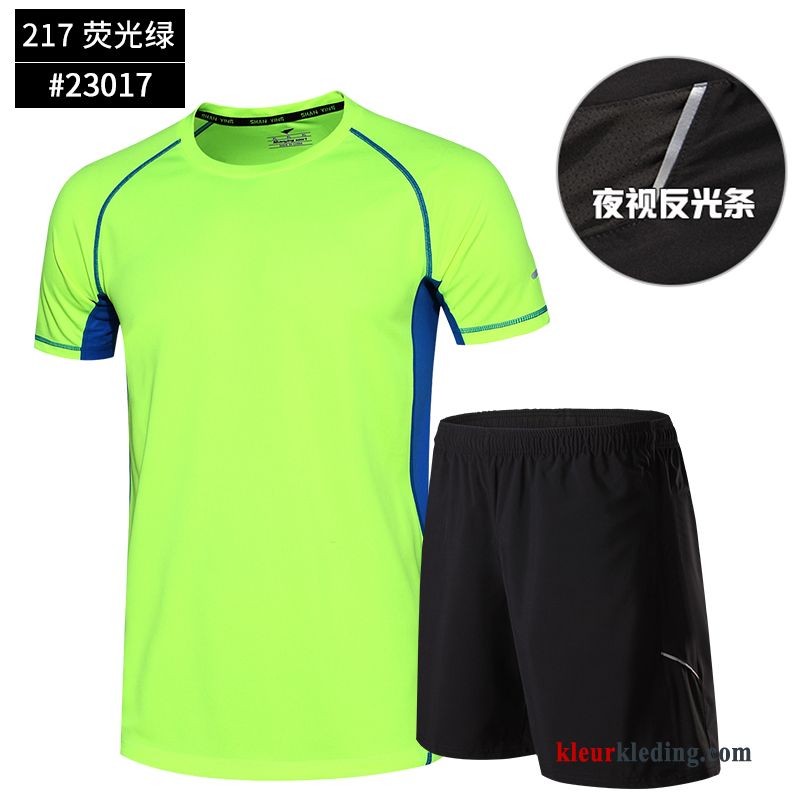 Heren Snel Droog Sportkleding Geschiktheid Korte Mouw T-shirts Pak Grijs Running