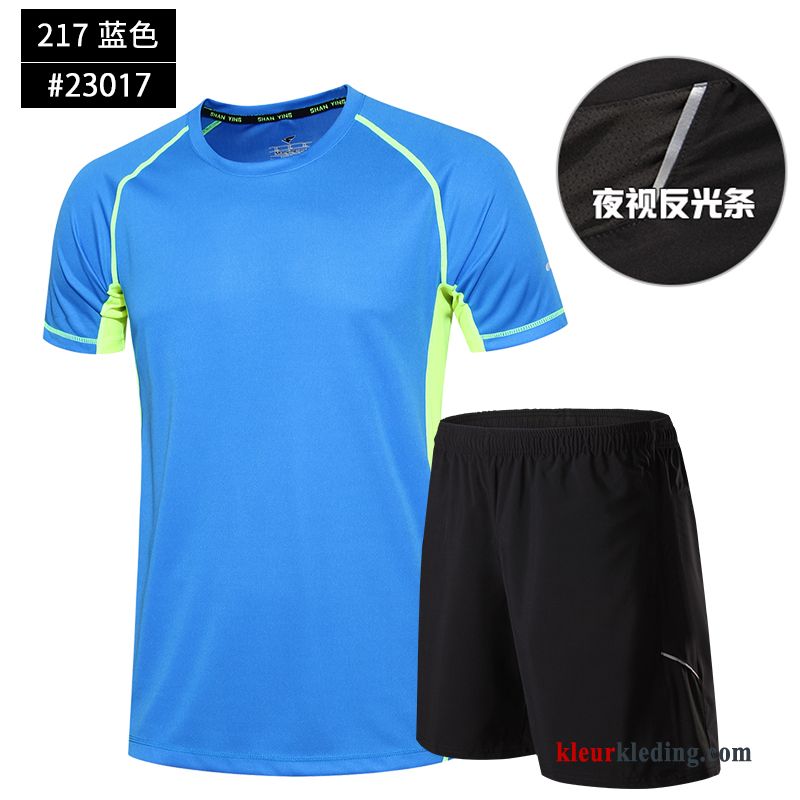 Heren Snel Droog Sportkleding Geschiktheid Korte Mouw T-shirts Pak Grijs Running