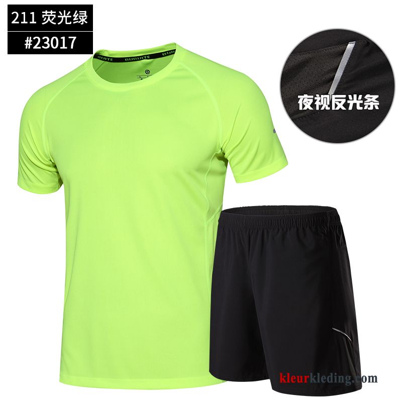 Heren Snel Droog Sportkleding Geschiktheid Korte Mouw T-shirts Pak Grijs Running