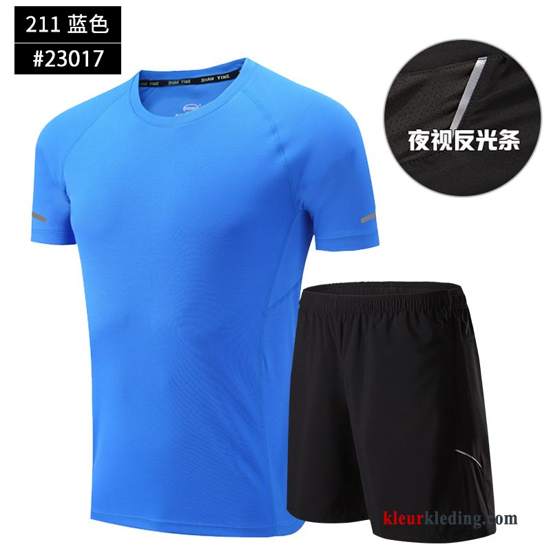 Heren Snel Droog Sportkleding Geschiktheid Korte Mouw T-shirts Pak Grijs Running