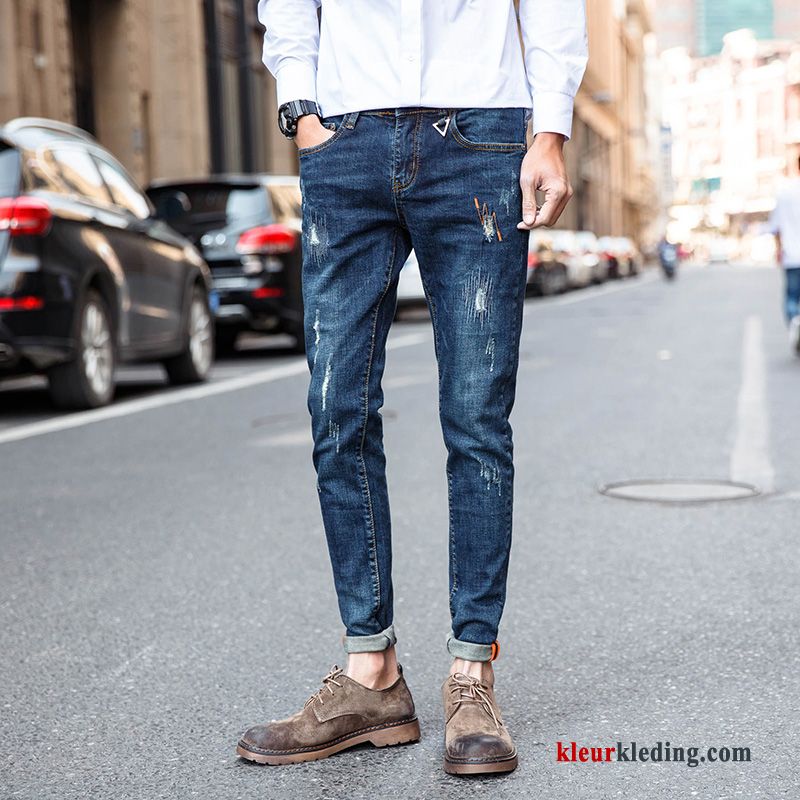 Heren Spijkerbroek Jeans Jeugd Mini Trend Mannelijk Herfst Gaten Mode
