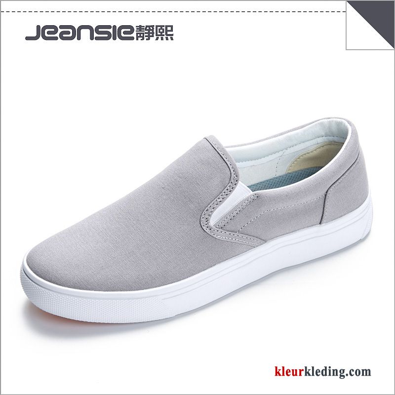 Heren Sportschoenen Mannen Canvas Casual Licht Schoenen Textiel Plat Slip On Grijs